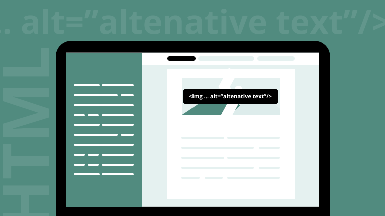 Email tip: Illustration emphasizing the importance of using descriptive alt text for images to improve accessibility and ensure clarity when images are blocked