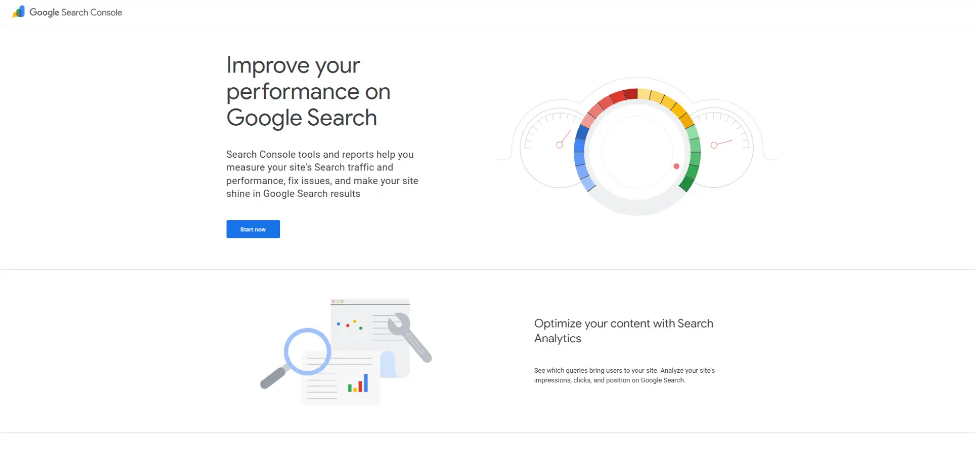 Google Search Console Google Search Console homepage