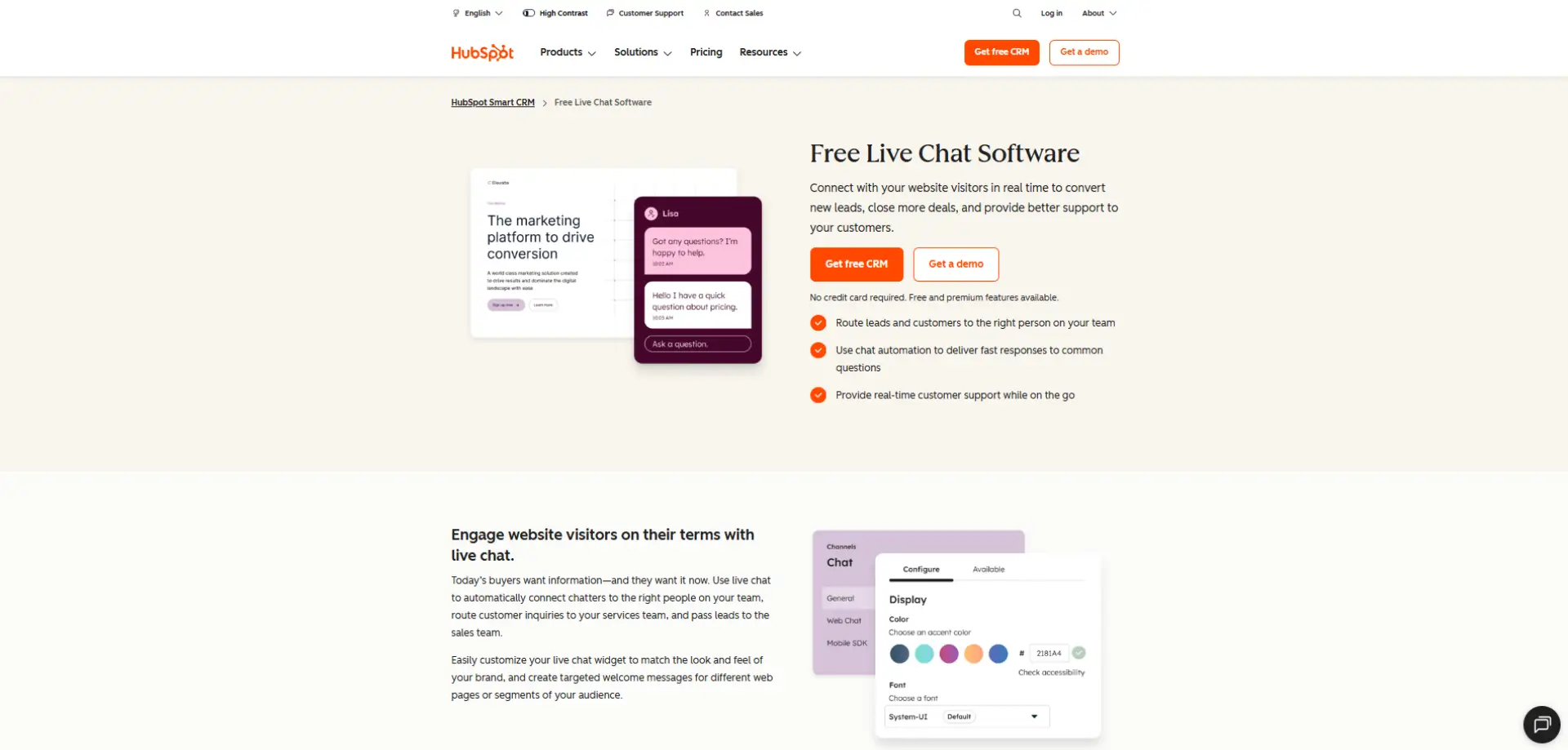 HubSpot Live Chat HubSpot Live Chat homepage