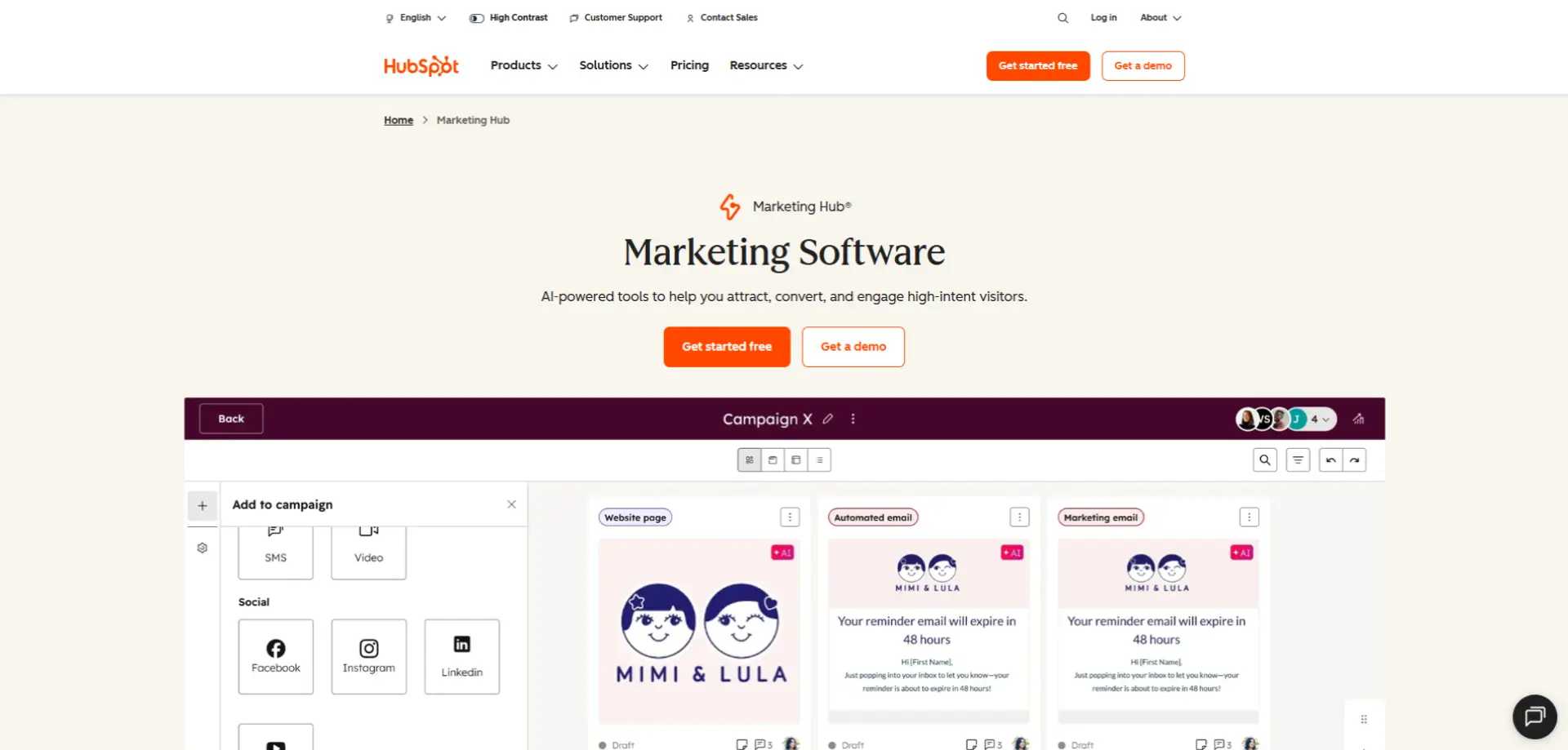 Hubspot Marketing Hub HubSpot Marketing Hub homepage