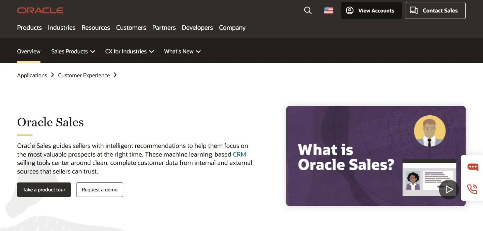 Oracle CX Sales Oracle CX Sales homepage