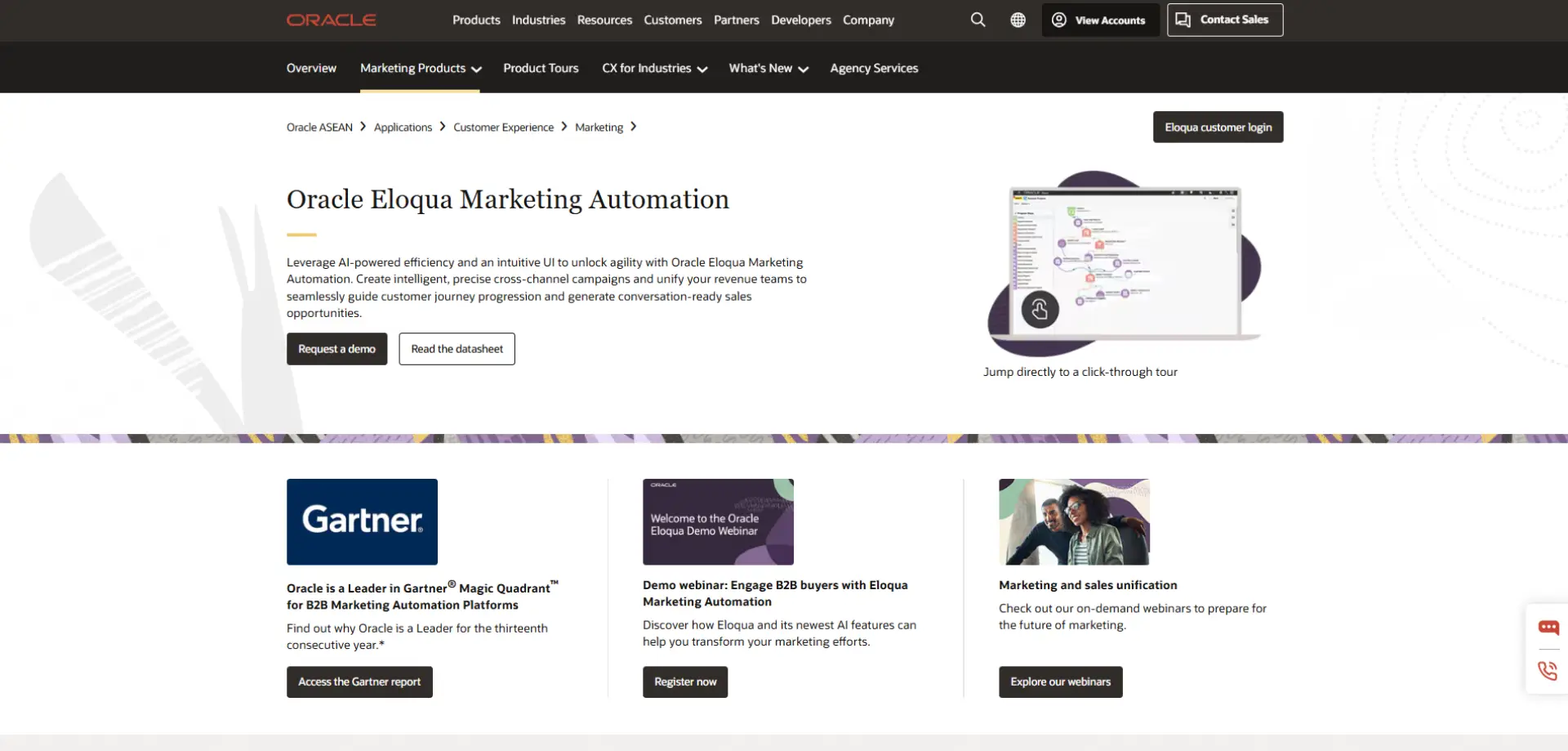 Oracle Eloqua Oracle Eloqua homepage