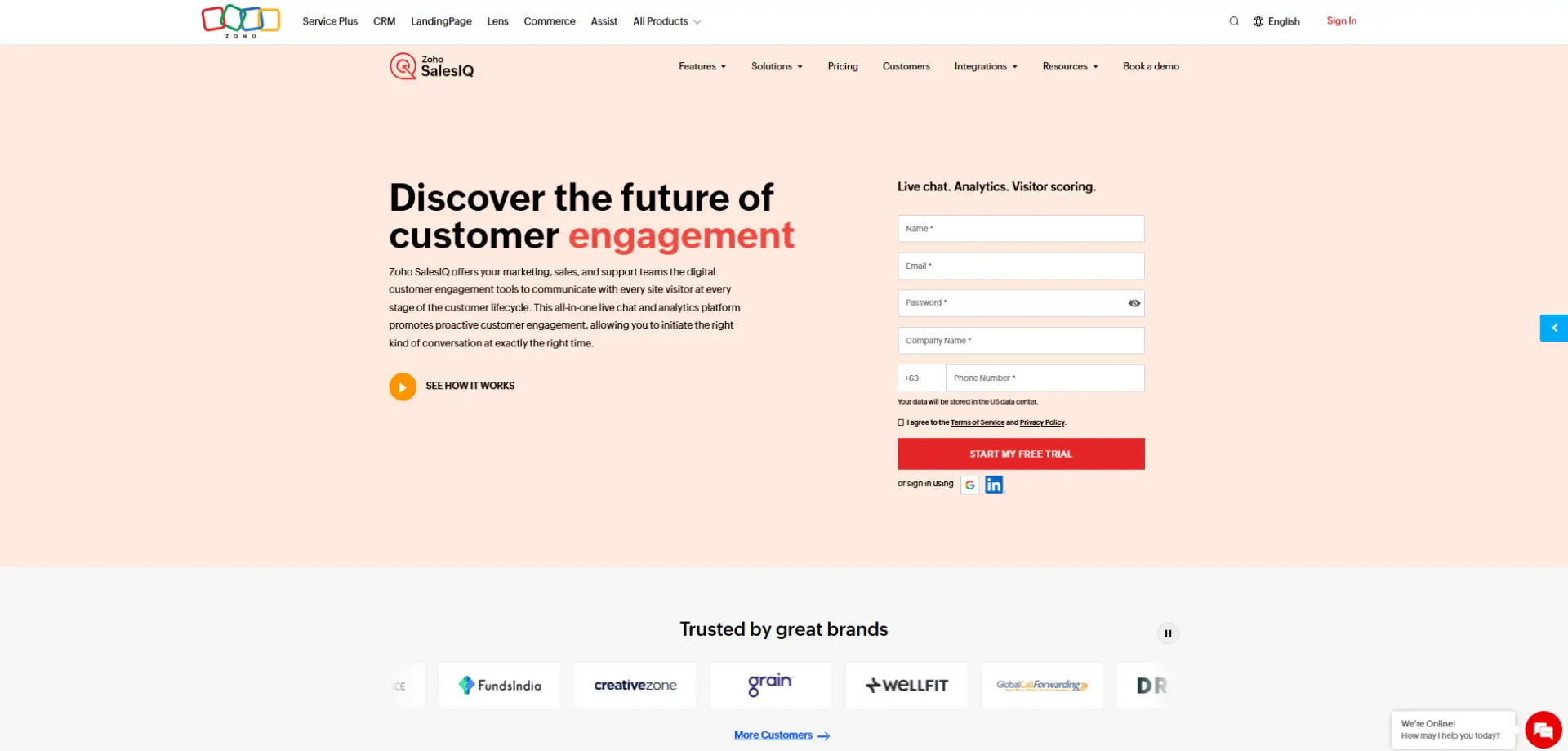 Zoho SalesIQ Zoho SalesIQ homepage