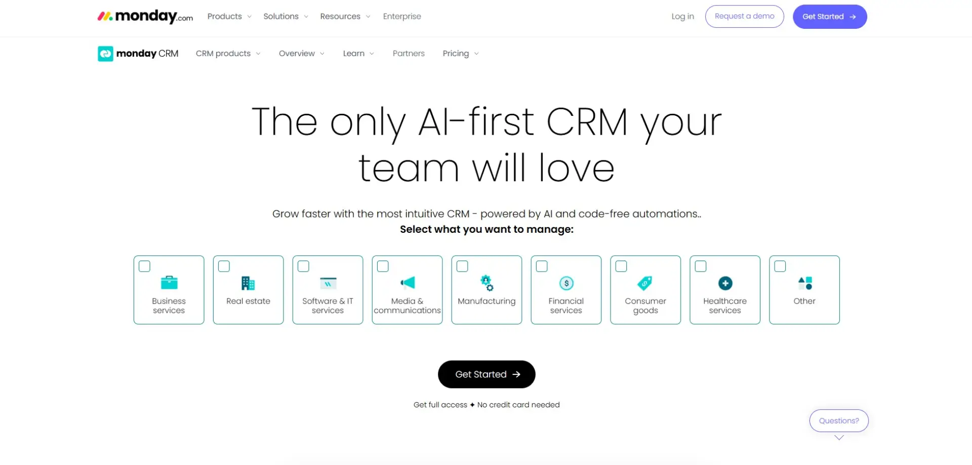 monday.com CRM monday.com CRM homepage