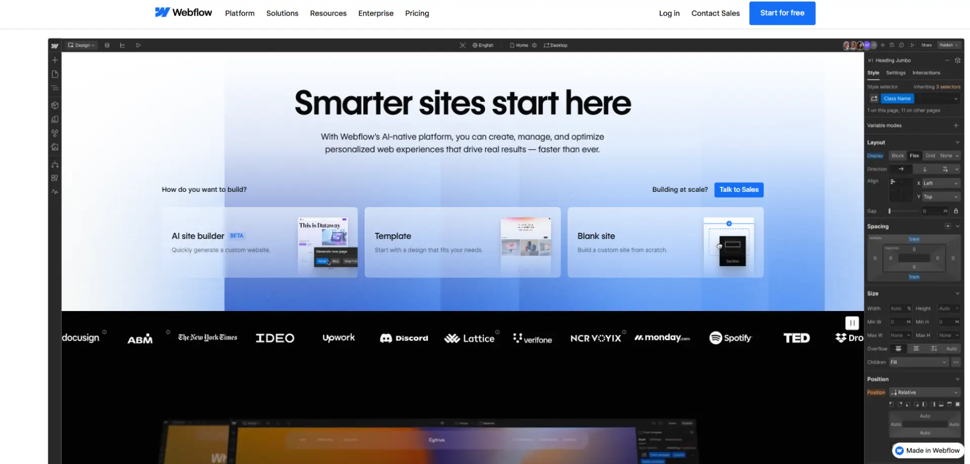Webflow Webflow homepage