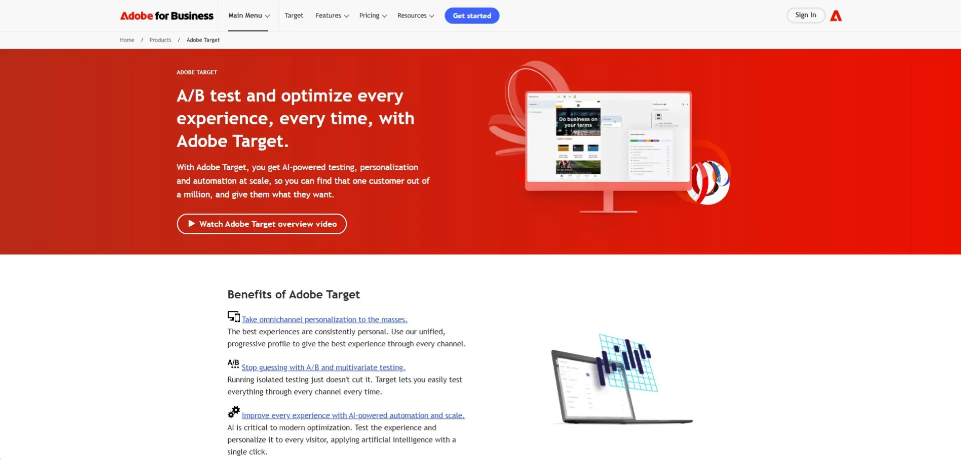 Adobe Target Adobe Target homepage
