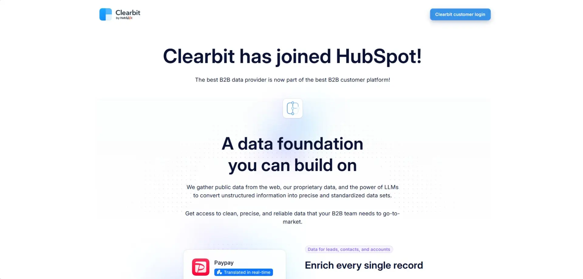 Clearbit Clearbit homepage
