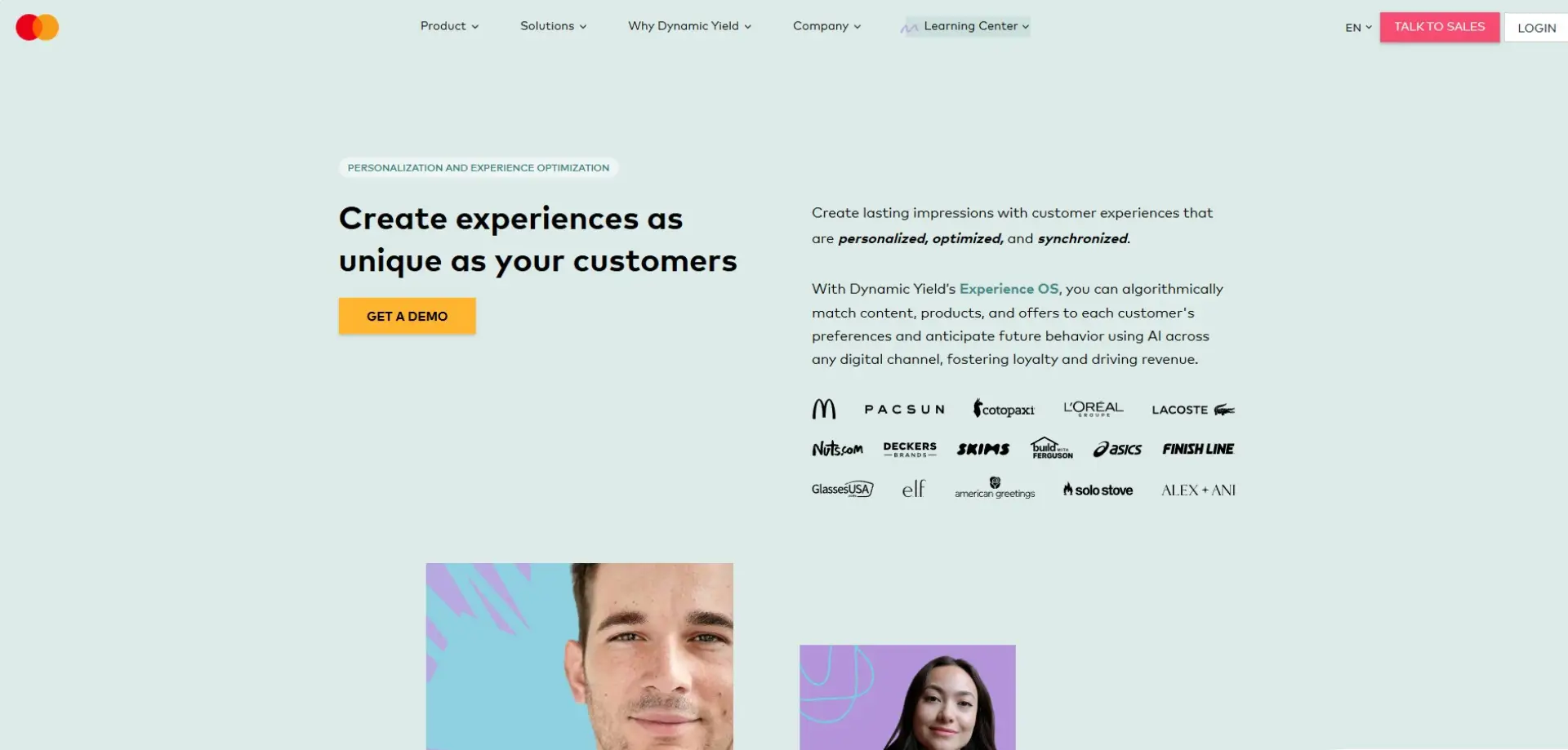 Dynamic Yield Dynamic Yield homepage