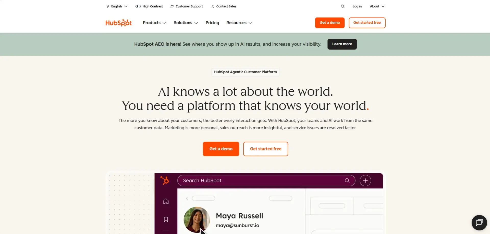 HubSpot HubSpot homepage