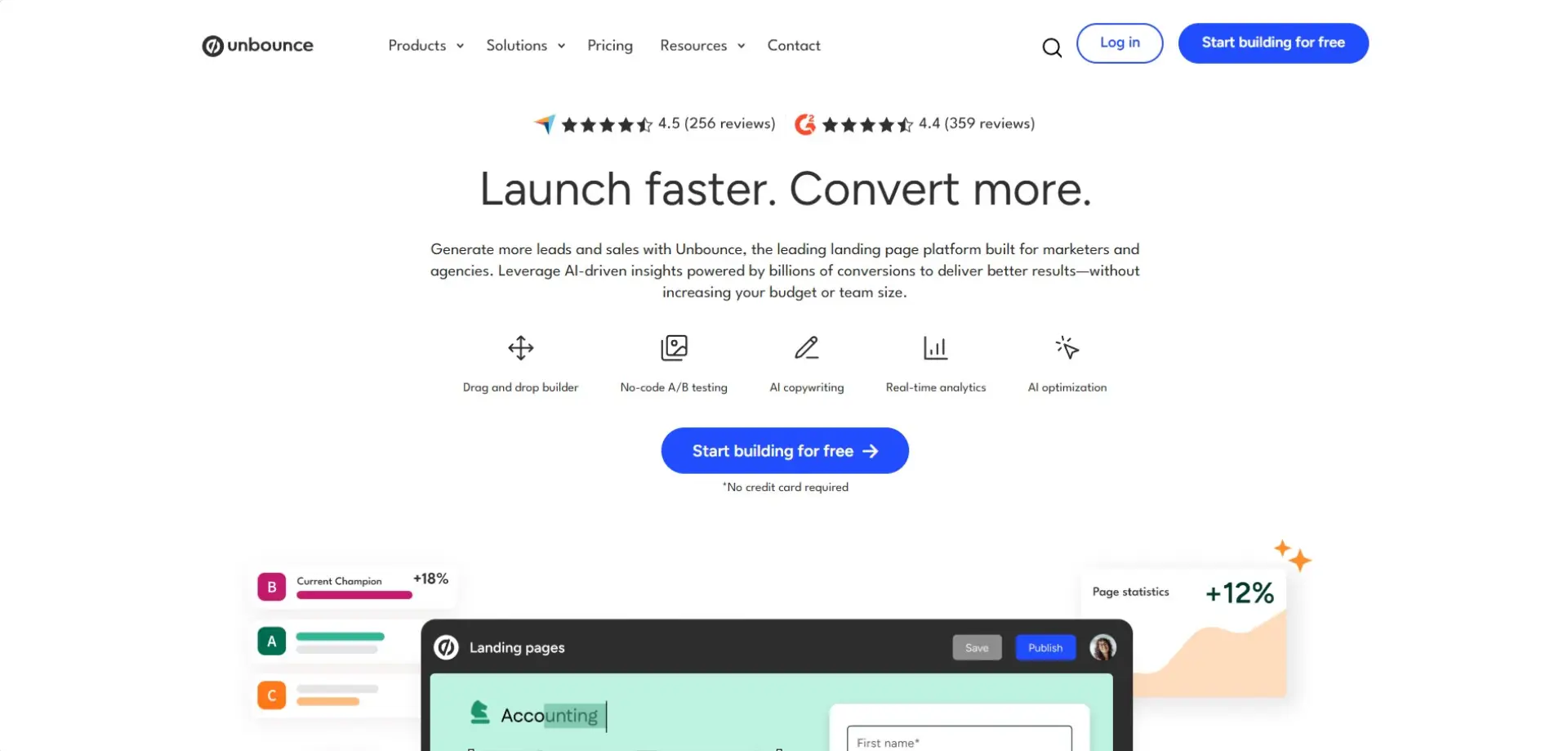Unbounce Unbounce homepage