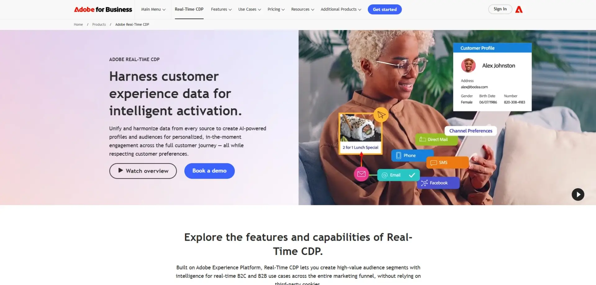 Adobe Real-Time CDP Adobe Real-Time CDP homepage