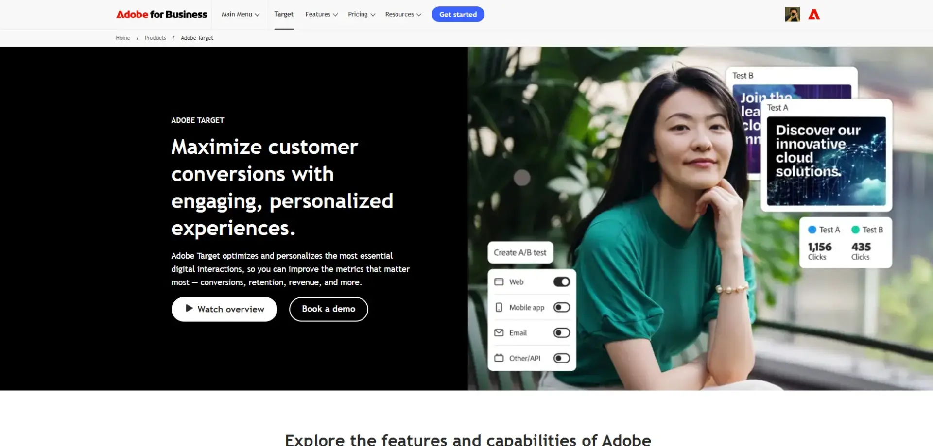 Adobe Target Adobe Target homepage