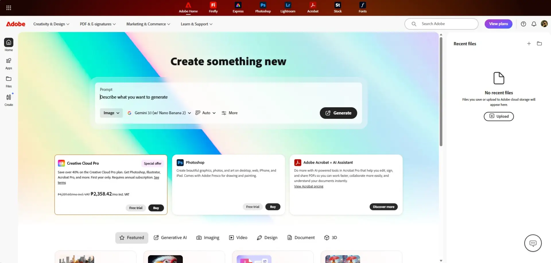 Adobe Adobe homepage