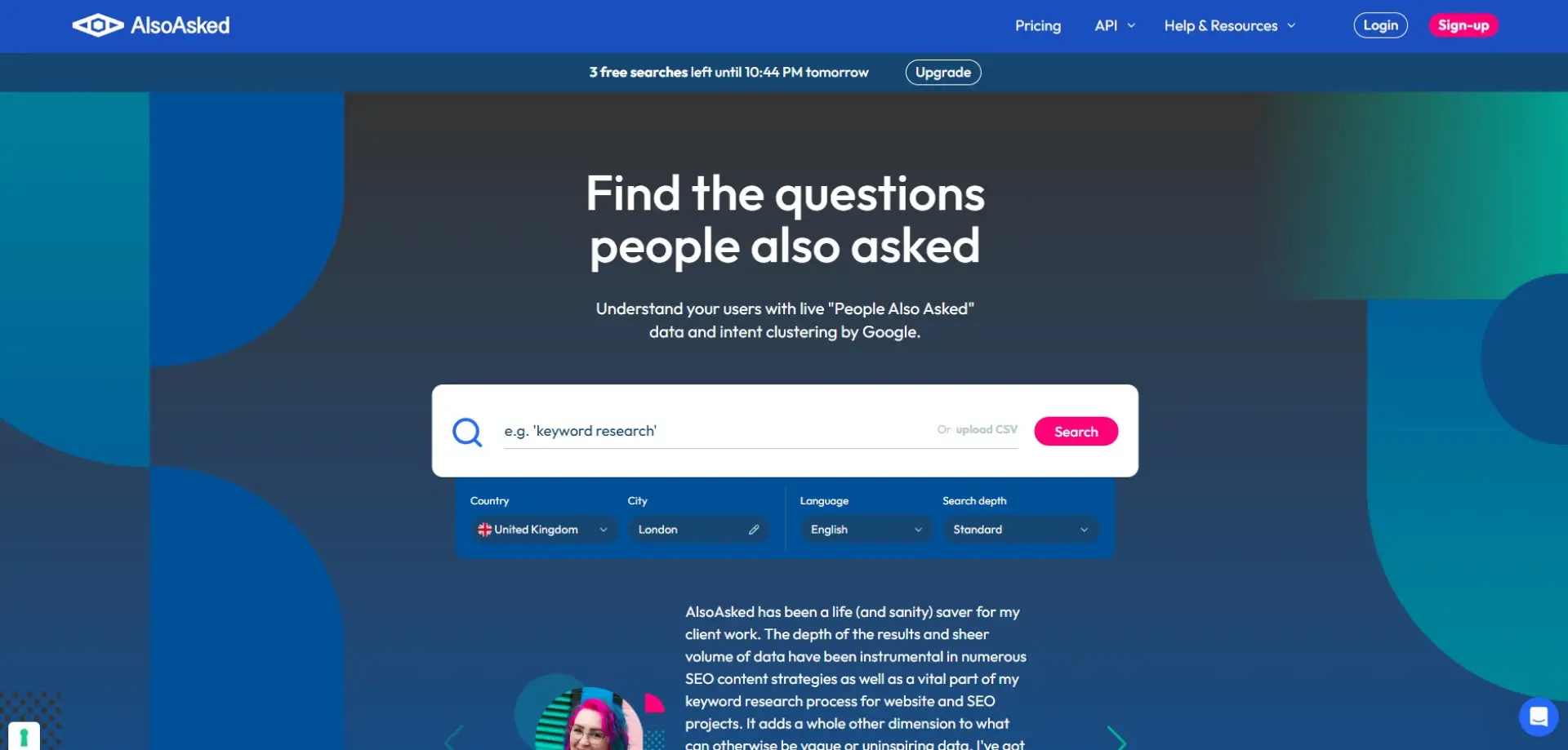 AlsoAsked AlsoAsked homepage