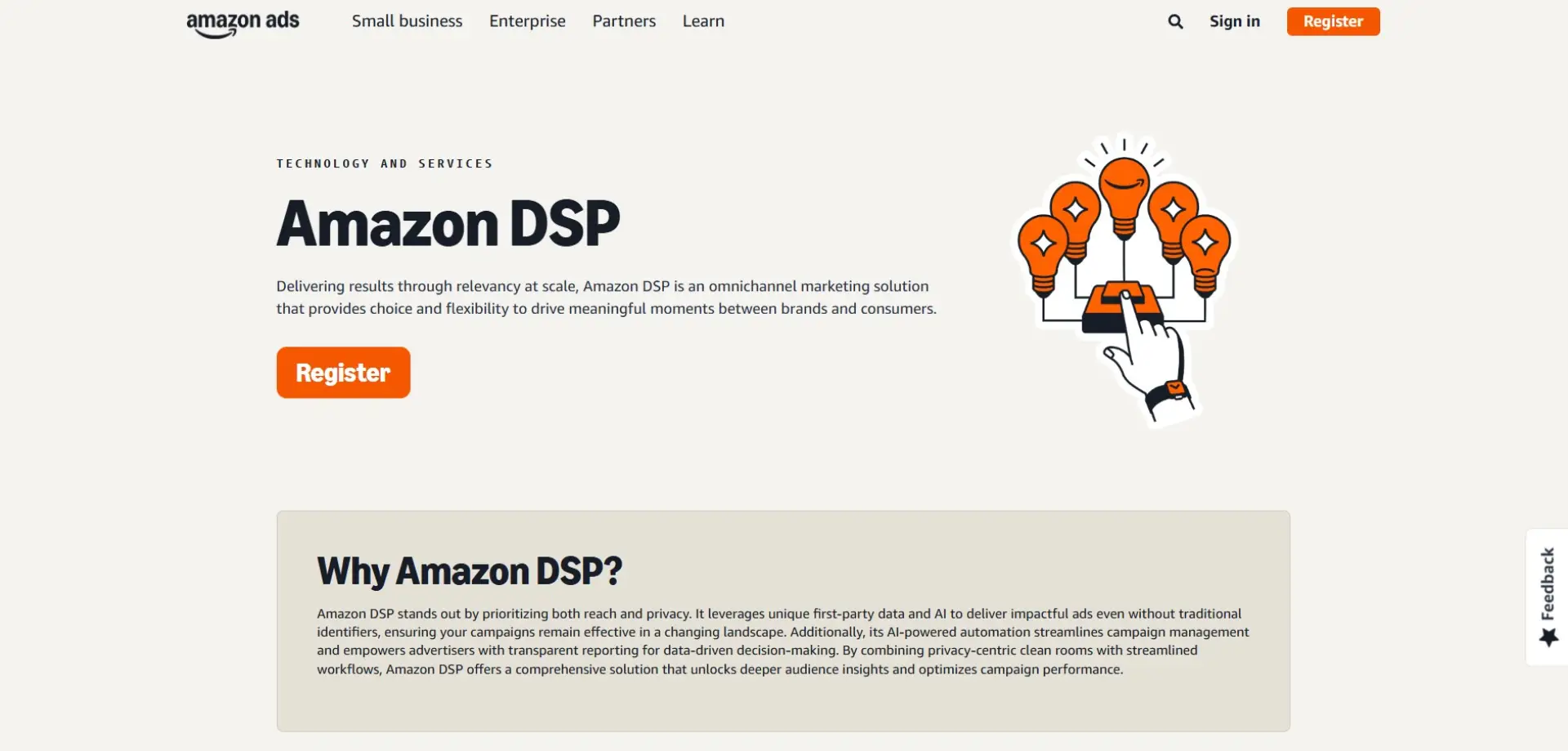 Amazon DSP homepage