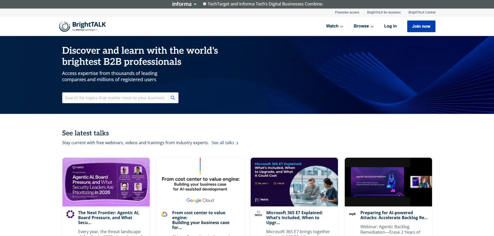 BrightTALK BrightTALK homepage