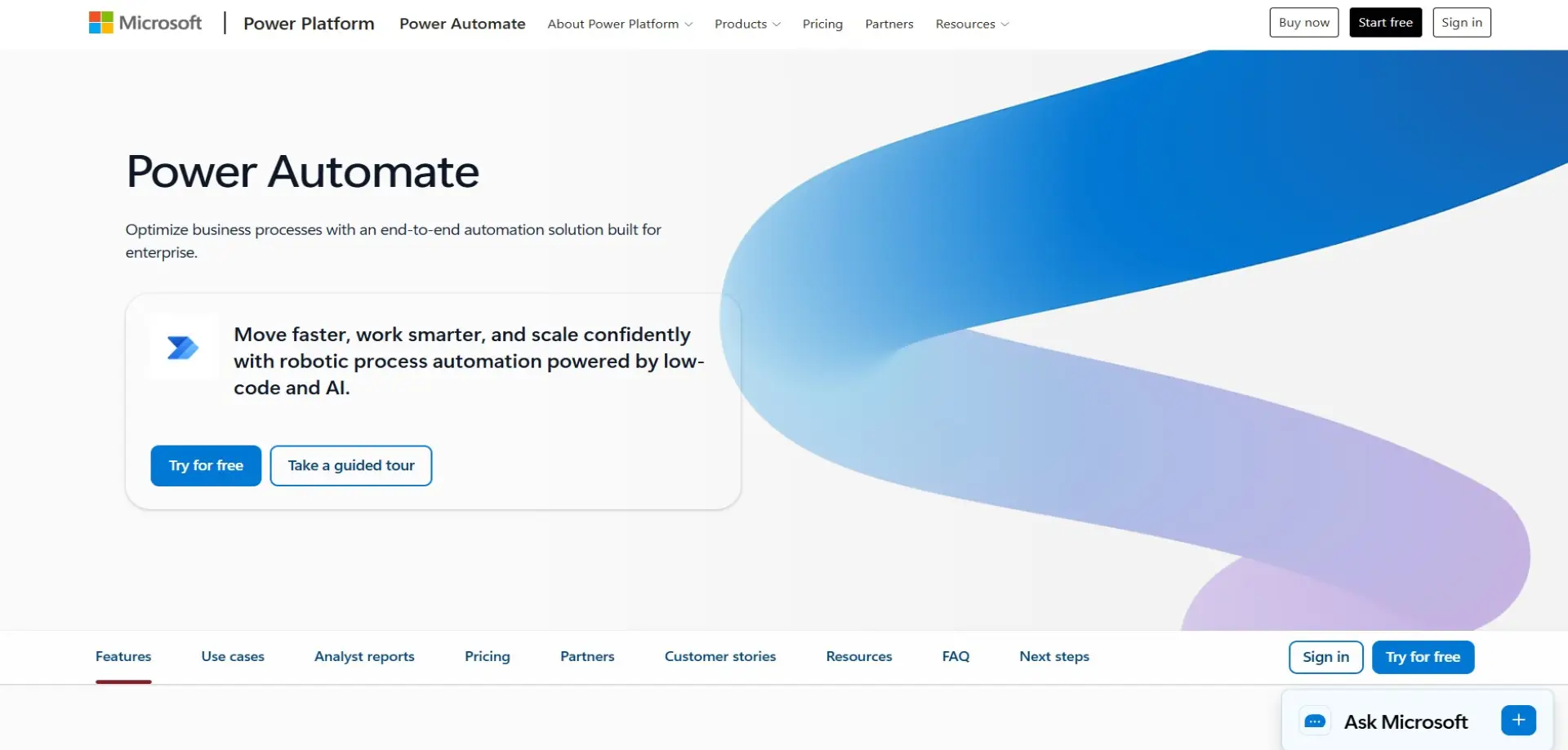 Microsoft Power Automate Microsoft Power Automate homepage