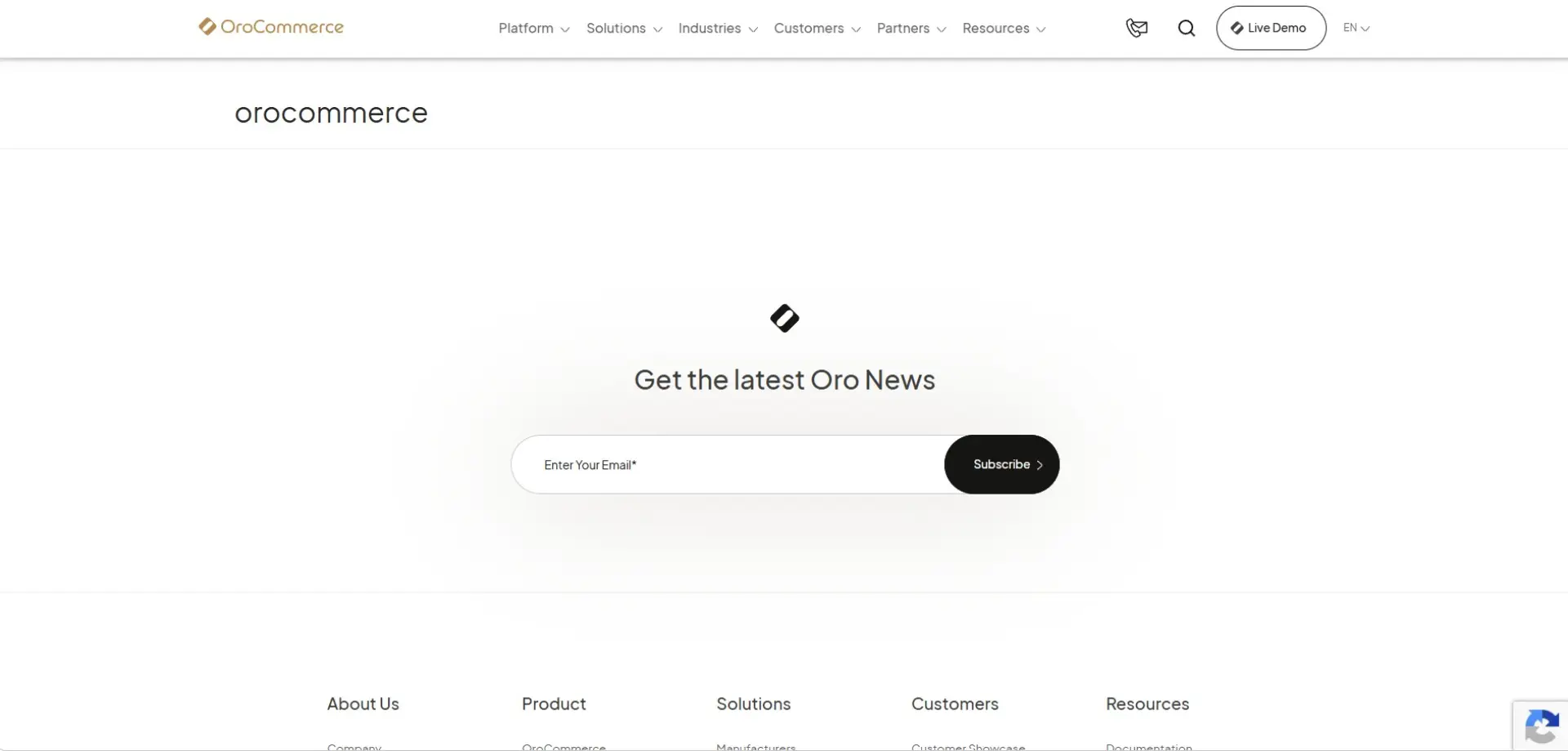 OroCommerce OroCommerce homepage
