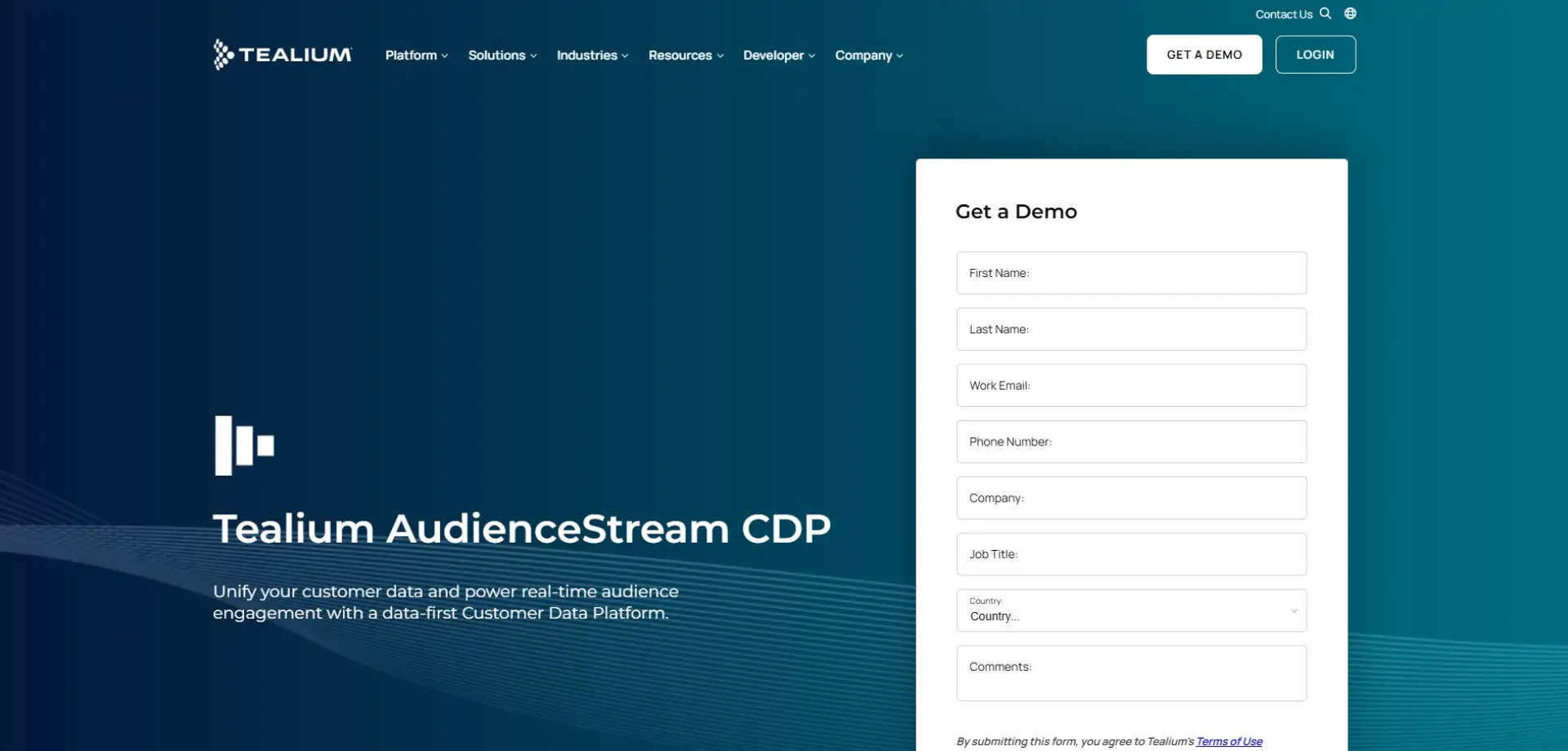 Tealium AudienceStream Tealium AudienceStream homepage
